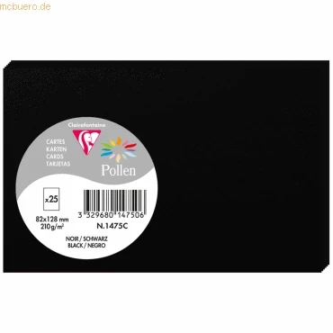 Abbildung von Clairefontaine 1475C Packung (mit 25 Karten Pollen, 82 x 128mm) 210g, schwarz