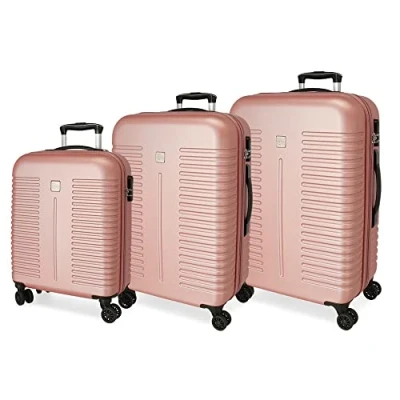 Abbildung von Roll Road India Kofferset Rosa 55/70/80 cm Hard ABS Kombinationsverschluss seitlich 220L 11,5 kg 4 Doppelrollen Handgepäck