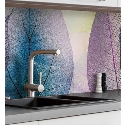 Abbildung von MyMaxxi Küchenrückwand Folie selbstklebend matt einfache Montage ohne Bohren Motiv Blätter 60cm hoch Spritzschutz Küche Klebefolie Pflanze 340 x