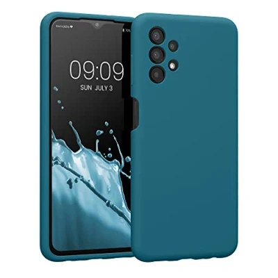 Abbildung von kwmobile Handyhülle kompatibel mit Samsung Galaxy A13 4G Hülle gummierte Handy Case aus Silikon in Petrol matt