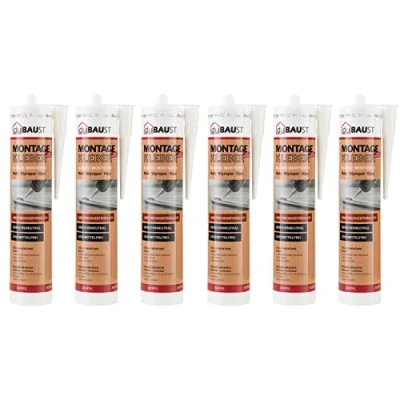 Abbildung von 6x dubaust AMK24 Universal Montagekleber Holz Styropor Stein Zierleisten überstreichbar Acrylatklebstoff 511g Kartusche Weiss