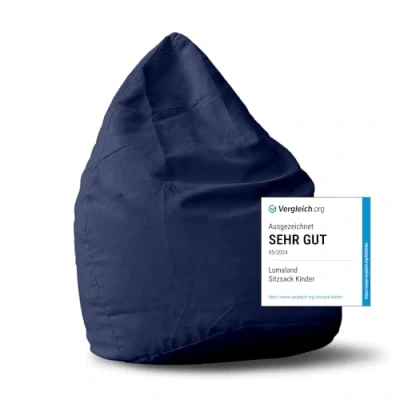 Abbildung von Lumaland Sitzsack Luxury 60x45cm Microvelours Beanbag mit extra weichem &amp; robustem Stoff für Erwachsene Kinder Ideal geeignet Kinderzimmer Sessel Stuhl Bean Bag [Dunkelblau]