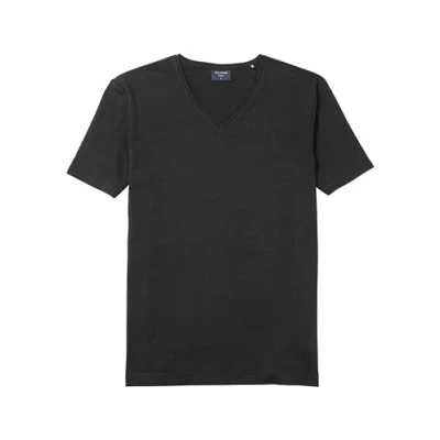 Abbildung von OLYMP Regular Fit T Shirt Halbarm V Ausschnitt Leinen Stretch Jersey schwarz Gr. XL
