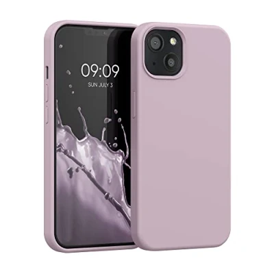 Abbildung von kwmobile Hülle kompatibel mit Apple iPhone 13 Silikon Handy Case Handyhülle weiche Oberfläche kabelloses Laden Purple Cloud