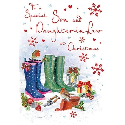 Abbildung von Traditionelle Weihnachtskarte für Sohn und Schwiegertochter 22,9 x 15,2 cm Regal Publishing