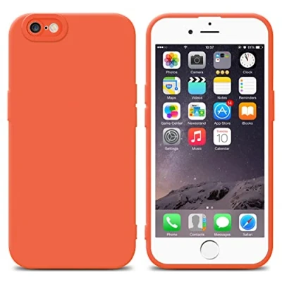 Abbildung von Cadorabo Hülle kompatibel mit Apple iPhone 6 / 6S Schutzhülle TPU Silikon Case Liquid Design Kameraschutz Slim Kratzfest Weiche Gummi Rundumschutz für in Orange