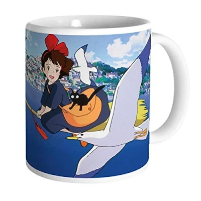 Abbildung von Close Up Kikis Kleiner Lieferservice Tasse Kiki Studio Ghibli weiÃŸ, Bedruckt, aus Keramik.