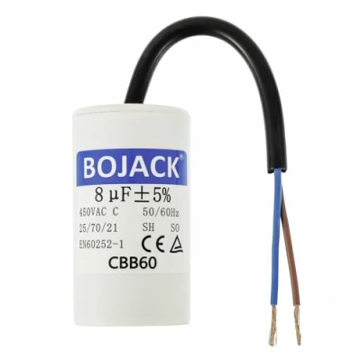 Abbildung von BOJACK CBB60 8uF 450V 50/60HZ Anlaufkondensator, SH Motorbetriebskondensator, AC Motorkondensator, mit Draht