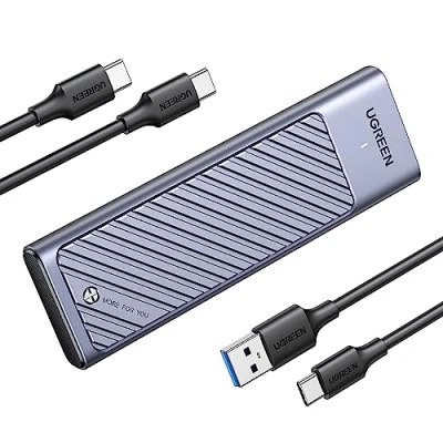 Abbildung von UGREEN M.2 NVMe SATA SSD Gehäuse USB 3.2 Gen 2 10 Gbps Aluminium M2 mit Kühlkissen für und von M Key/ M+B Key in 2280/2242/2230/2260, kompatibel 970 EVO PLUS, 760P usw.