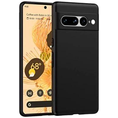Abbildung von Verco Kompatibel mit Google Pixel 7 Pro Hülle, Matte Rückschale Schutzhülle für Case Silikon Handyhülle Schwarz