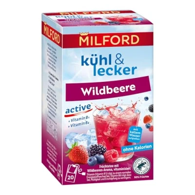 Abbildung von Milford kühl &amp; lecker active Wildbeere Ohne Kalorien Zucker Laktosefrei Glutenfrei Vegan 20 Teebeutel 50 g