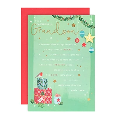 Abbildung von Hallmark Weihnachtskarte für Enkel klassisches Design mit herzlicher Botschaft