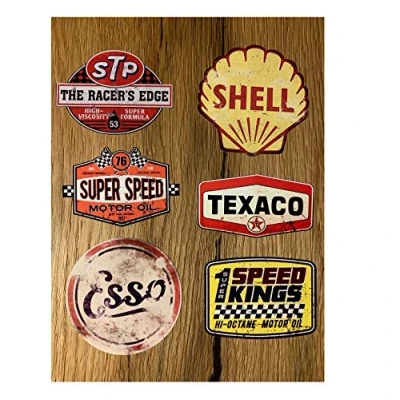 Abbildung von 24/7stickers #753 / 6X Aufkleber Vintage Öl Breite je ca. 6,5 cm Oil Tuning Hotrod Retro Oldtimer STP Texaco Shell Esso Racing Rennsport Rallye V8 Ratte Rat Rod
