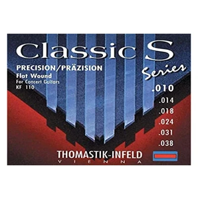 Abbildung von Thomastik Einzelsaite E6 .038fw vernickelter Flachdraht auf Stahlkern KF38 für Klassikgitarre Classic S Series Satz KF110