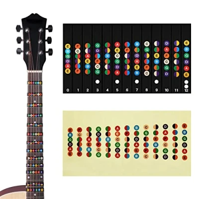 Abbildung von Gitarrengriffbrett Sticker für Anfänger Gitarren Griffbrett Gitarre Noten Aufkleber Zubehör Notenaufkleber Ideal Akustikgitarre Ukulele