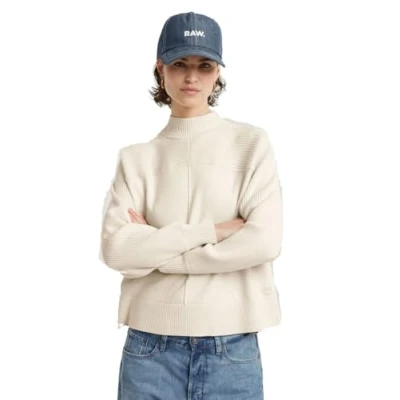 Abbildung von G STAR BOXY MOCK Jumper Strickpullover, Damen, Größe: Medium, Chalk