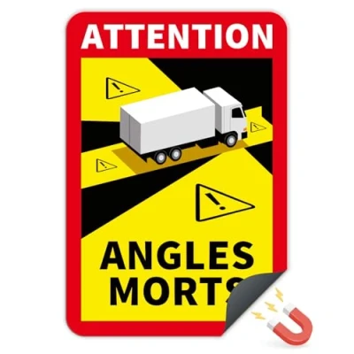 Abbildung von Finest Folia Angles Morts Magnetfolie je 25x17cm für Fahrzeuge Pflicht ab 3,5 t in Frankreich Warnung Toter Winkel Magnet uv wetterfest langlebig magnetisch RV004 (LKW Magnet, 3 Sticker)