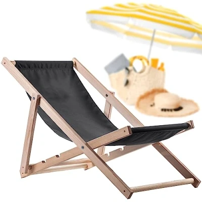 Abbildung von KADAX Liegestuhl, Strandstuhl aus Holz, Sonnenliege bis 120kg, Liege Buchenholz, Holzklappstühle, Strandliege, Klappliege für Strand, Holz Liegestuhl (Graphit)