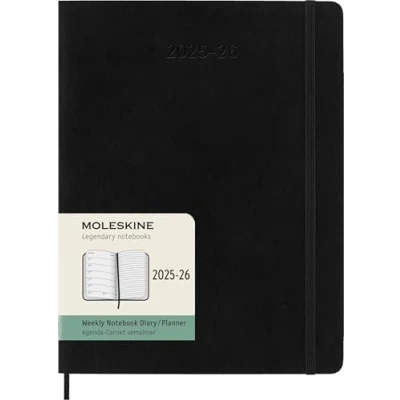 Abbildung von Moleskine 18 Monate Wochenkalender 2025/2026, XL, 1 Wo = Seite, Rechts Linierte Weicher Einband, Schwarz