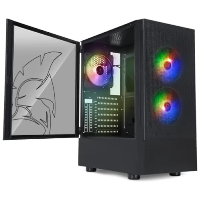 Abbildung von EMPIRE GAMING Gamer PC Gehäuse Sapphire ARGB Medium Tower ATX/Micro ATX/ITX Seitentür aus Hartglas 3 Lüfter Pins 5 V LED RGB Adressierbar 120 mm MB Sync Schwarz