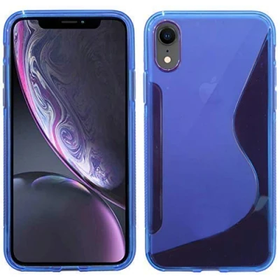 Abbildung von cofi1453 S Line TPU SchutzHülle Silikon Hülle kompatibel mit iPhone XR Silikonschale Case Cover Zubehör Bumper in Blau
