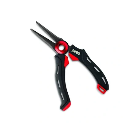 Abbildung von Rapala Unisex Adult Angelzange RCD Mag Spring Split Ring Pliers Angelzubehör mit Edelstahlbacken Ergonomischen Softgrip Griffen Inklusive Schutzhülle Zange, Schwarz/Rot, Einzigartig