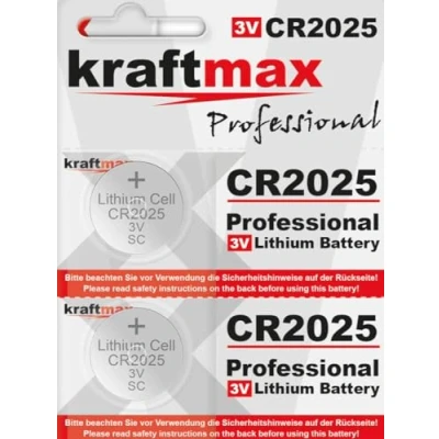 Abbildung von kraftmax 2er Pack CR2025 Lithium Hochleistungs Batterie / 3V CR 2025 Knopfzelle für professionelle Anwendungen Neuste Generation