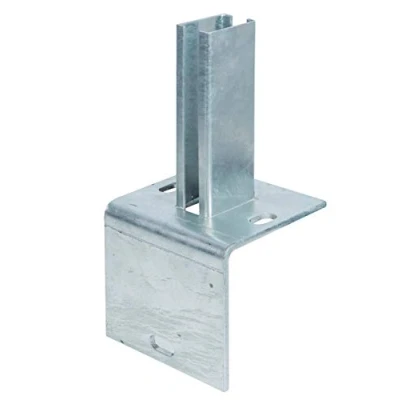 Abbildung von Alberts Pfostenträger, für Zaunpfosten 60x40 mm auf L Randsteinen, Platte 120x120