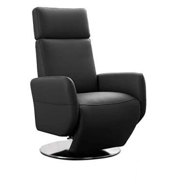 Abbildung von Cavadore TV Sessel Cobra / Fernsehsessel mit 2 E Motoren und Akku Relaxfunktion, Liegefunktion Ergonomie S 71 x 108 82 Echtleder Schwarz