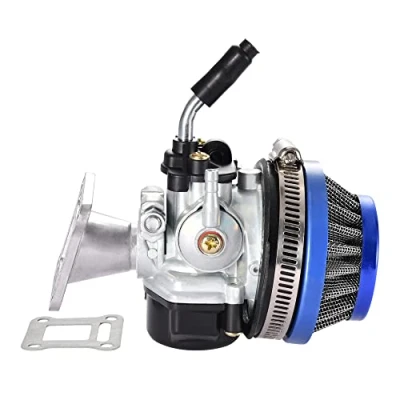 Abbildung von GOOFIT Tuning Vergaser mit Luftfilter Ersatz für 2 Takt 47cc 49cc Mini pocketbike ATV Gruppe Buggy Go Kart Gold Blau