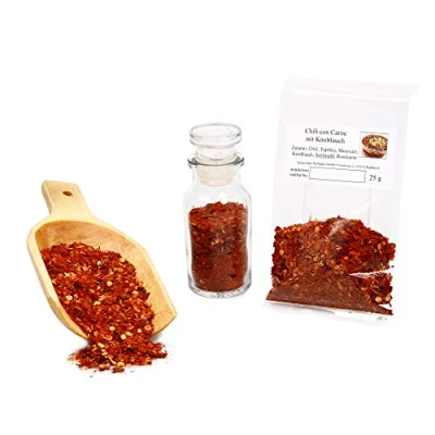 Abbildung von Chili Con Carne Gewürz mit Knoblauch Texas sin Gewürzmischung Gulaschgewürz Tex Mex glutenfrei 25g