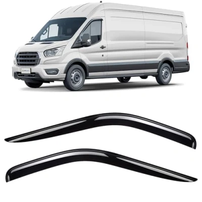 Abbildung von CLIM ART Windabweiser für/kompatible mit Ford Transit 2013 2024 Van, Autofenster Regenschutz, Regenabweiser, Anklebbare Deflektoren, 2 Stück