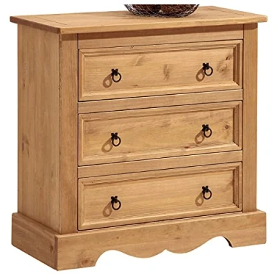 Abbildung von IDIMEX Kommode TEQUILA, Sideboard Mexiko Möbel Kiefer massiv 3 Schubladen Buffetschran
