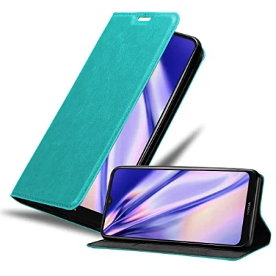 Abbildung von Cadorabo Hülle kompatibel mit Nokia G50 5G aus Premium Kunst Leder Flip Klappbare Stoßfeste Magnetische [Standfunktion] [Kartenfächern] Cover für Tasche in Türkis