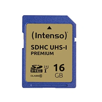 Abbildung von Intenso Premium SDHC UHS I 16GB Class 10 Speicherkarte blau