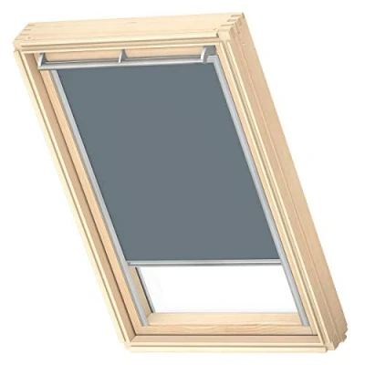Abbildung von VELUX Original Dachfenster Verdunkelungsrollo, mit Grauer Führungsschiene, Blaugrau, für GGL MK06, GGU GPL GPU MK06