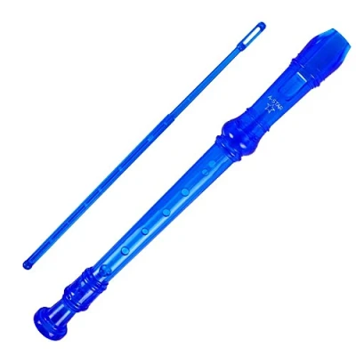 Abbildung von A Star Sopran /Descant Schulblockflöteninstrument, englische/barocke Griffweise Tonart C mit Lerntabelle, Tasche, Putzstock Blau