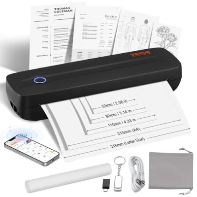 Abbildung von VEVOR Tragbarer Bluetooth Drucker Tintenloser Thermodrucker USB iOS 2600mAh