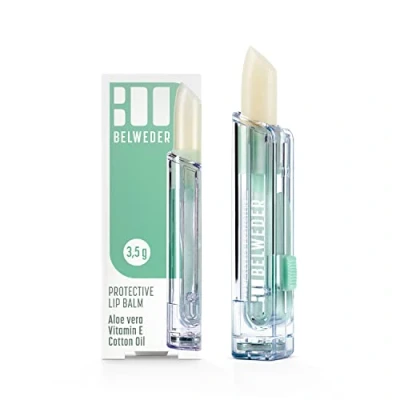 Abbildung von BELWEDER Schützender Lippenbalsam mit Aloe Vera, Vitamin E, Baumwollsamenöl Schutz, Feuchtigkeit und Regeneration der Lippen Transparenter Balsam für Männer Frauen 3,5g Stick
