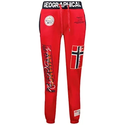 Abbildung von GEO NORWAY Myer Lady Damen Jogginghose Sporthose Gym Bequeme Fitness Trainingshose Elastischer Bund Casual Yoga Trainingsanzug Baumwolle Polyester Taschen Rot XL