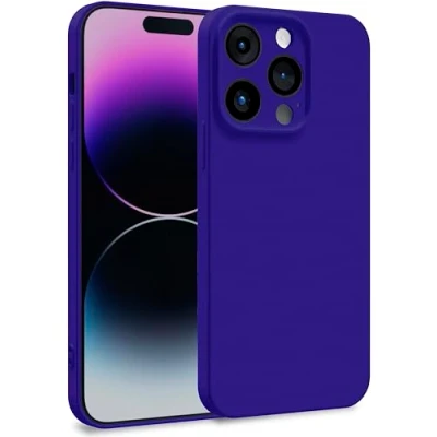 Abbildung von MyGadget Hülle für iPhone 14 Pro Zweilagige Handyhülle mit Kameraschutz Cover Innenfutter &amp; Silikon außen Dunkel Lila