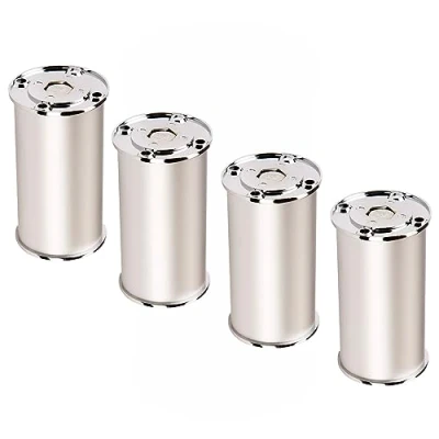 Abbildung von SOTECH 4er Set Möbelfüße RADO (Höhe 120 mm, Ø 50 Aluminium/chrom poliert) höhenverstellbare Verstellfüße
