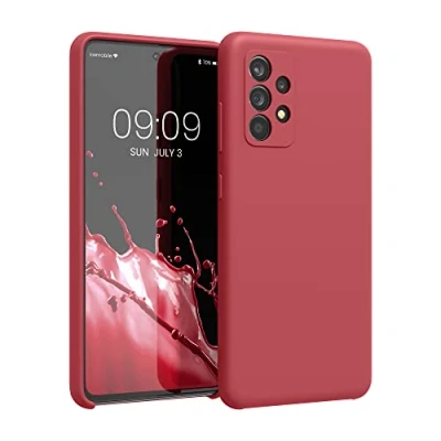 Abbildung von kwmobile Hülle kompatibel mit Samsung Galaxy A52 / 5G A52s Silikon Handy Case Handyhülle weiche Oberfläche kabelloses Laden Klassisch Rot