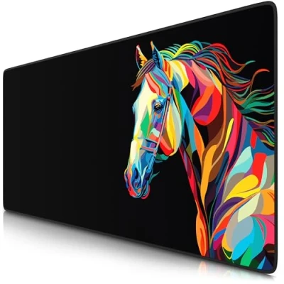 Abbildung von TITANWOLF XXL Speed Gaming Mauspad 900 x 400mm Mousepad Tischunterlage Large Size verbessert Präzision und Geschwindigkeit Colour Horse