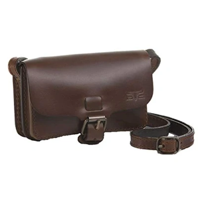 Abbildung von MIKA 28073202 Schultertasche aus Echt Sattel Leder, Damen Handtasche mit unterteiltem Hauptfach, Ledertasche für Frauen, Umhängetasche Braun, Lederhandtasche ca. 15 x 5 11 cm