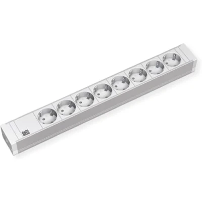 Abbildung von Bachmann Steckdosenleiste 19&#039;&#039; Zoll PDU 8 Fach 1HE 2m Kabel Mehrfachsteckdose für Serverschrank Rack Grau 333.601 (inkl. 2X Befestigungswinkel)