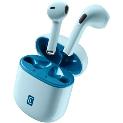 Abbildung von cellularline WIRELESS HEADSET STYLE COLOR Bluetooth Kopfhörer mit Ladehülle in Match Farbe Talk Time 3 Stunden Play 4 Total 24 ChargingTime 2 (Blau)