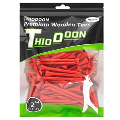 Abbildung von THIODOON Golf Tees,70mm weniger Reibung, Holz Tees, Training für Golfspieler, professionelle Tees aus Naturholz, 100 Stück Rot
