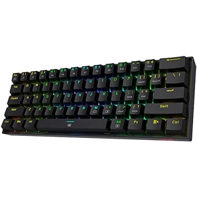 Abbildung von Redragon K630 Dragonborn 60% kabelgebundene RGB Gaming Tastatur, 61 Tasten Kompakte mechanische Tastatur mit taktilem Blau Schalter, Pro Treiberunterstützung, Schwarz