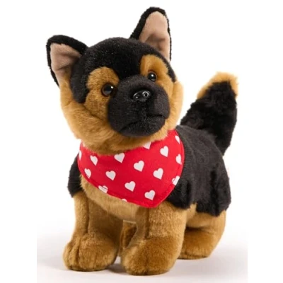 Abbildung von Uni Toys Kuscheltier Deutscher Schäferhund m.Halstuch (Herzchen Motiv) 26 cm Plüschtier, zu 100 % recyceltes Füllmaterial